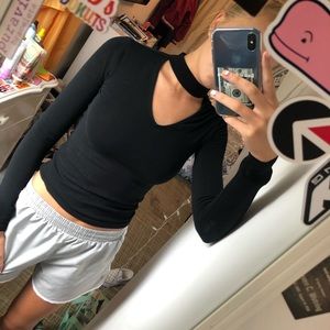 Black long sleeve v cut shirt